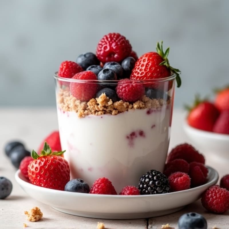 Berry Protein Yogurt Parfait with Sourdough Crumble