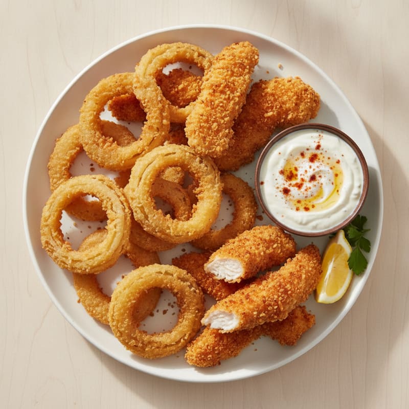 Beer-Battered Onion Rings with Zesty Dip