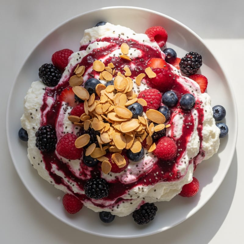 Greek Yogurt Protein Mousse with Mixed Berries