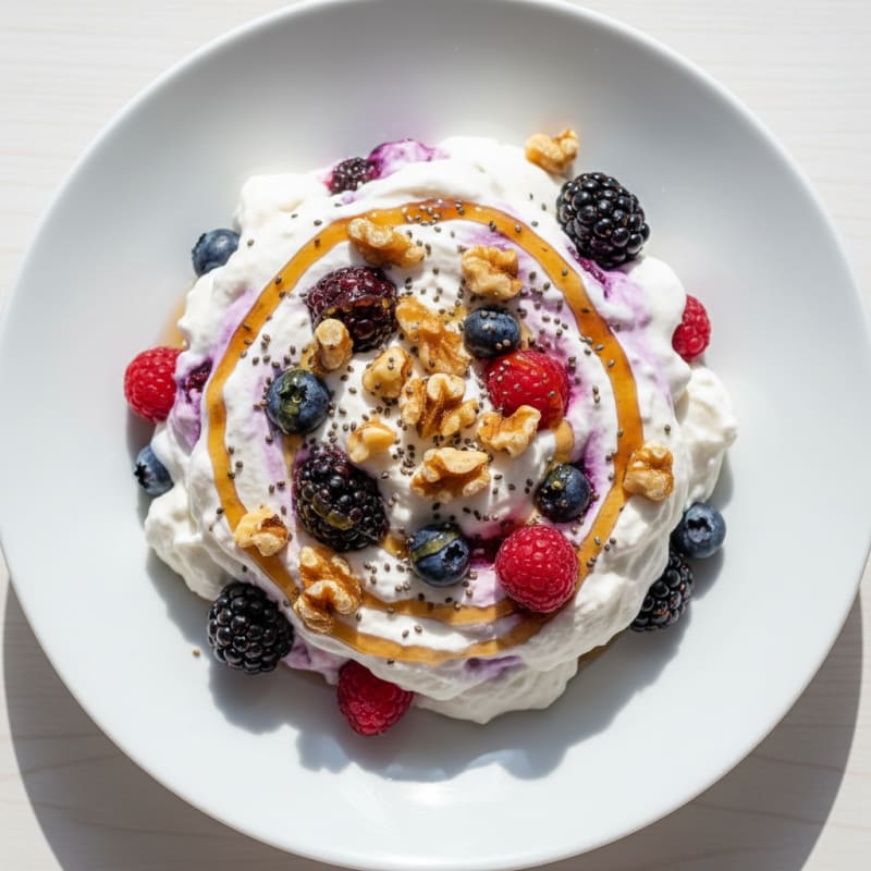 Silky Greek Yogurt Protein Mousse with Mixed Berries