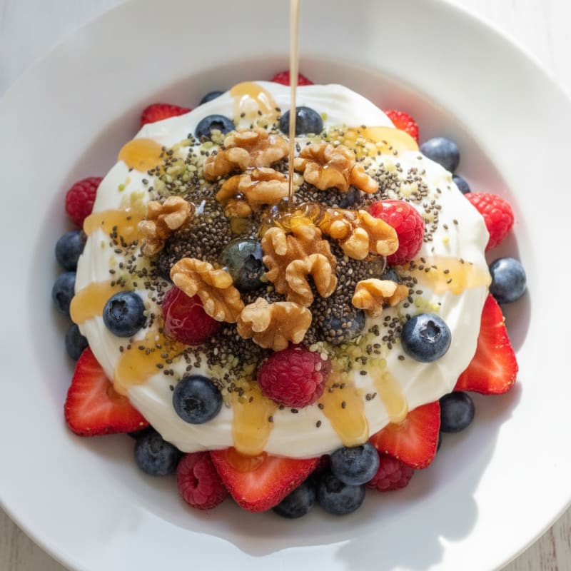 Creamy Greek Yogurt Parfait with Mixed Berries and Chia Seeds