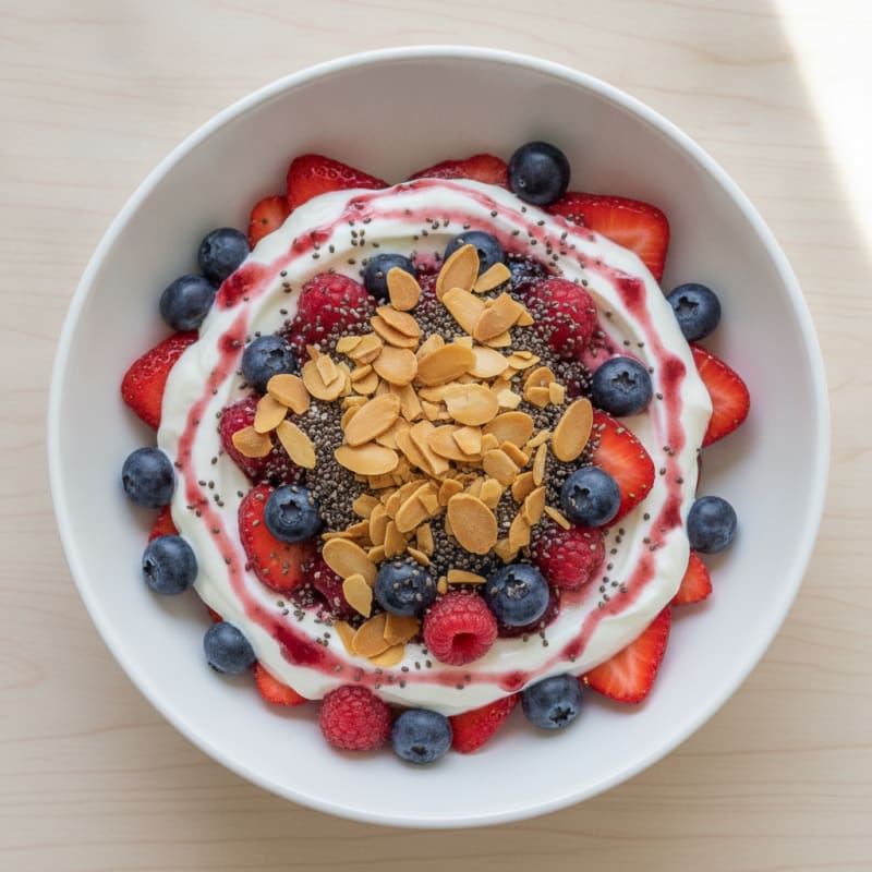 Greek Yogurt Protein Parfait with Mixed Berries