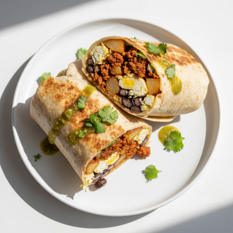 Hearty Breakfast Burrito with Chorizo and Potatoes