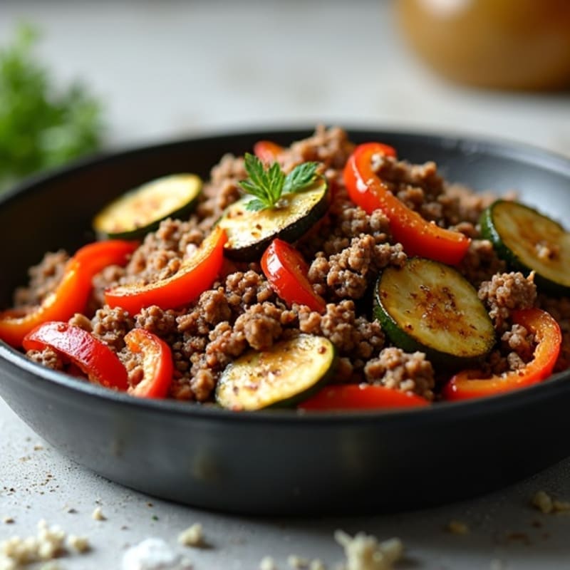 Herb-Seasoned Lean Ground Beef Skillet with Roasted Vegetables