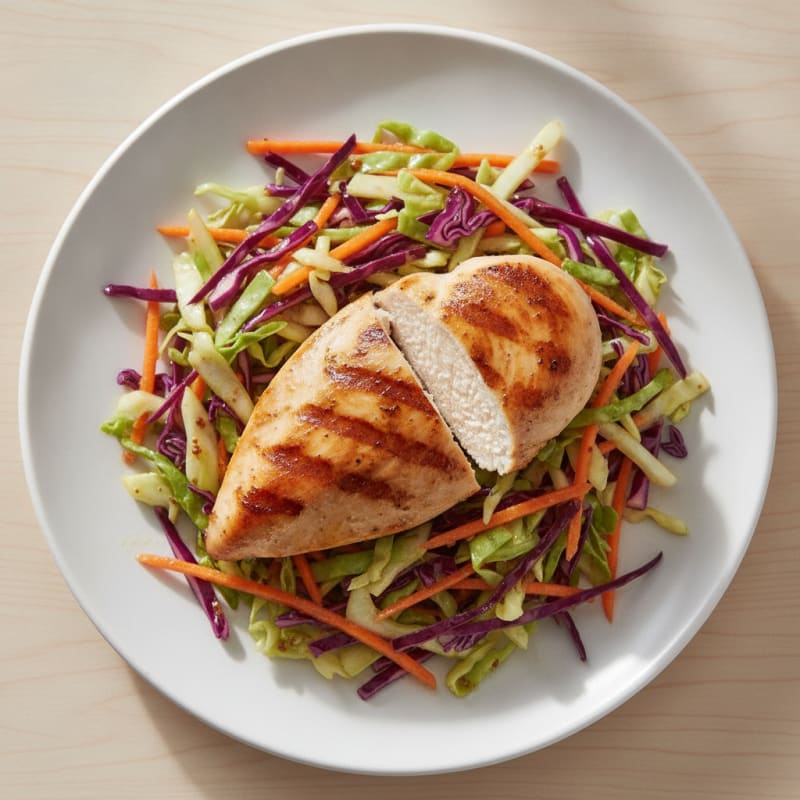 Grilled Chicken Breast with Crunchy Cabbage Slaw
