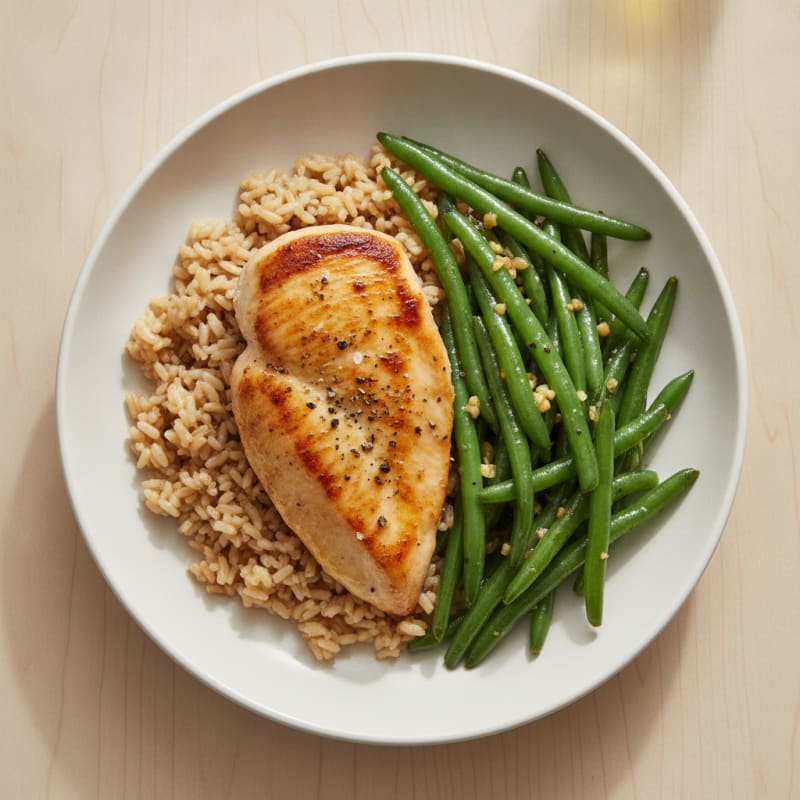 Pan-Seared Chicken with Garlic Green Beans
