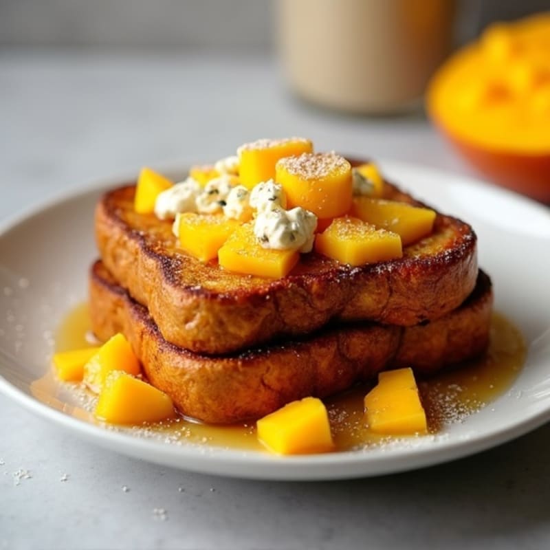 Protein-Packed French Toast with Fresh Mango Goat Cheese