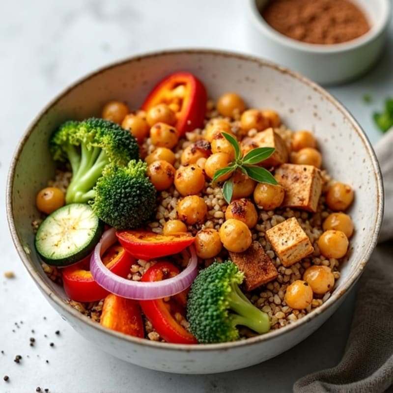 Crispy Chickpea and Roasted Vegetable Buddha Bowl