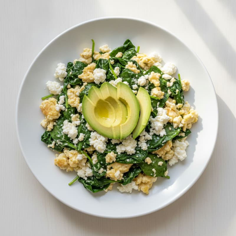Egg White and Spinach Scramble with Cottage Cheese