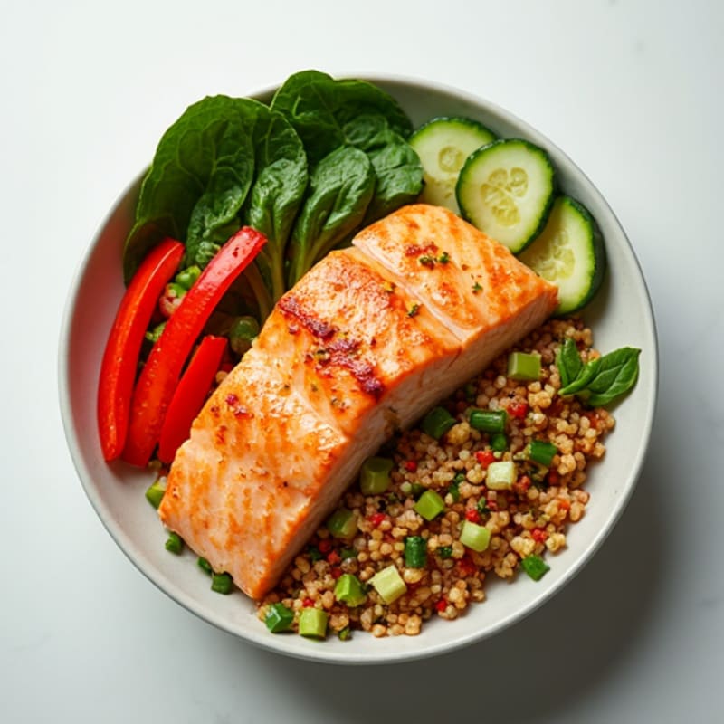 Citrus-Ginger Salmon Power Bowl with Rainbow Quinoa