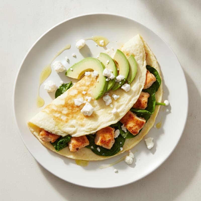 Crispy Chicken Egg White Omelette with Spinach