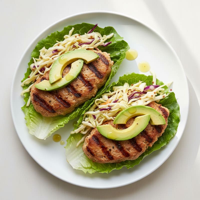 Juicy Grilled Turkey Burgers with Zesty Slaw