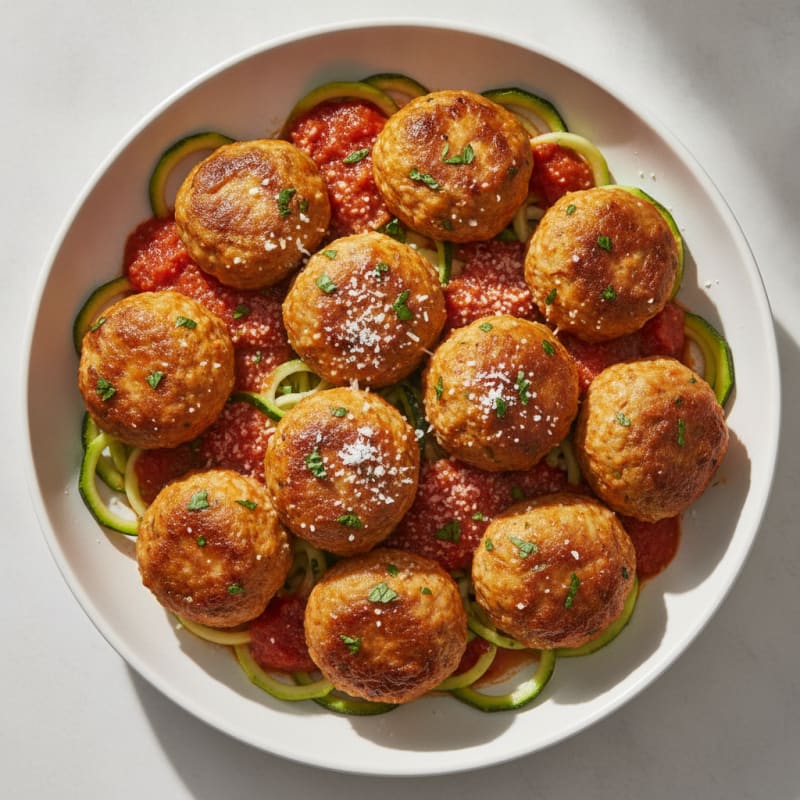 Baked Chicken Meatballs with Marinara
