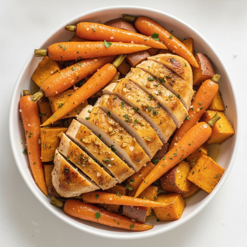 Savory Garlic Herb Roasted Carrots with Chicken