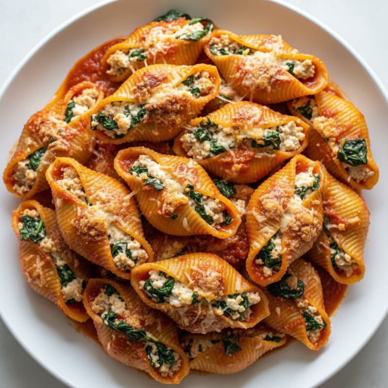 Spinach Ricotta Stuffed Shells Baked Marinara