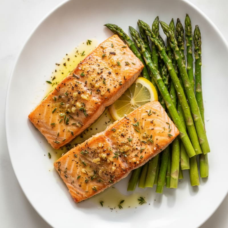Garlic-Herb Roasted Salmon with Asparagus