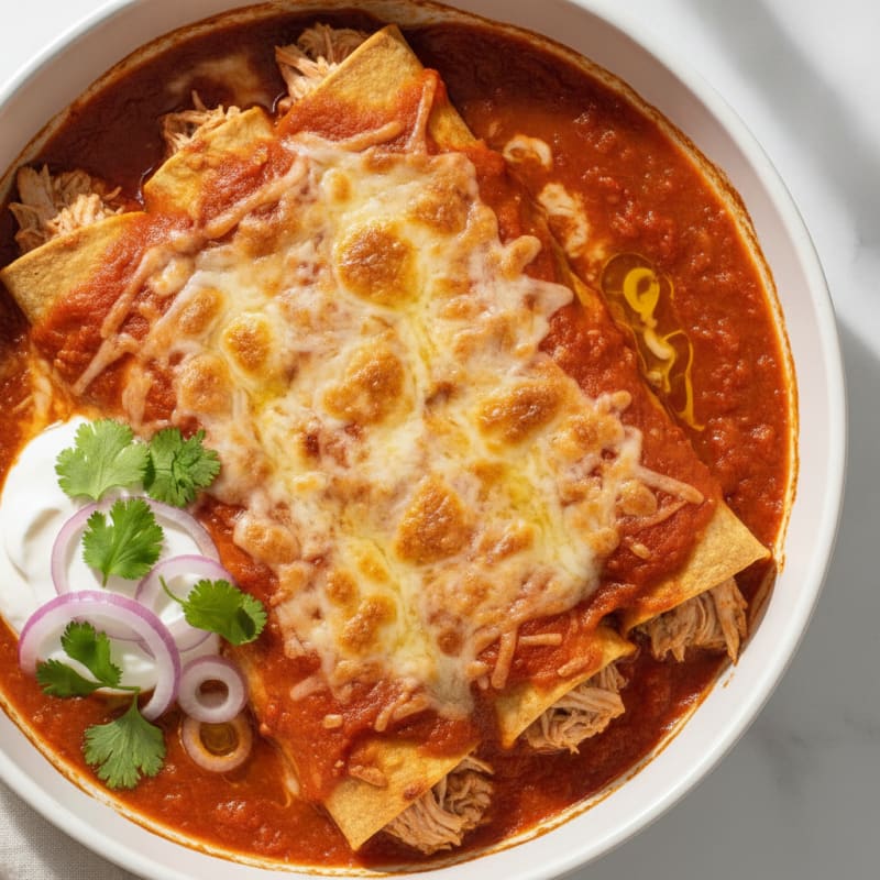 Chicken Enchiladas with Red Chili Sauce