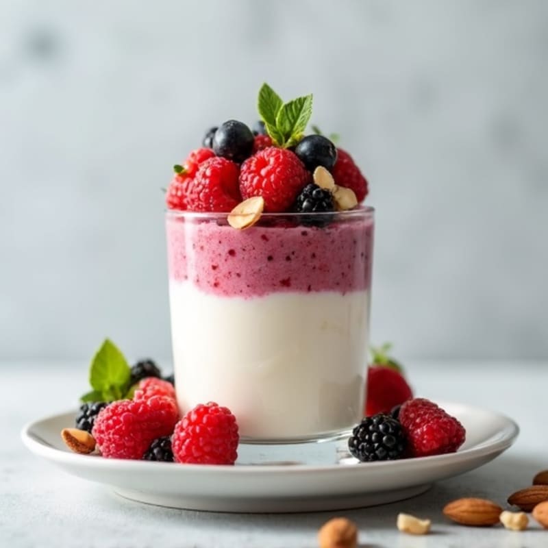 Greek Yogurt Protein Parfait with Mixed Berries and Almonds