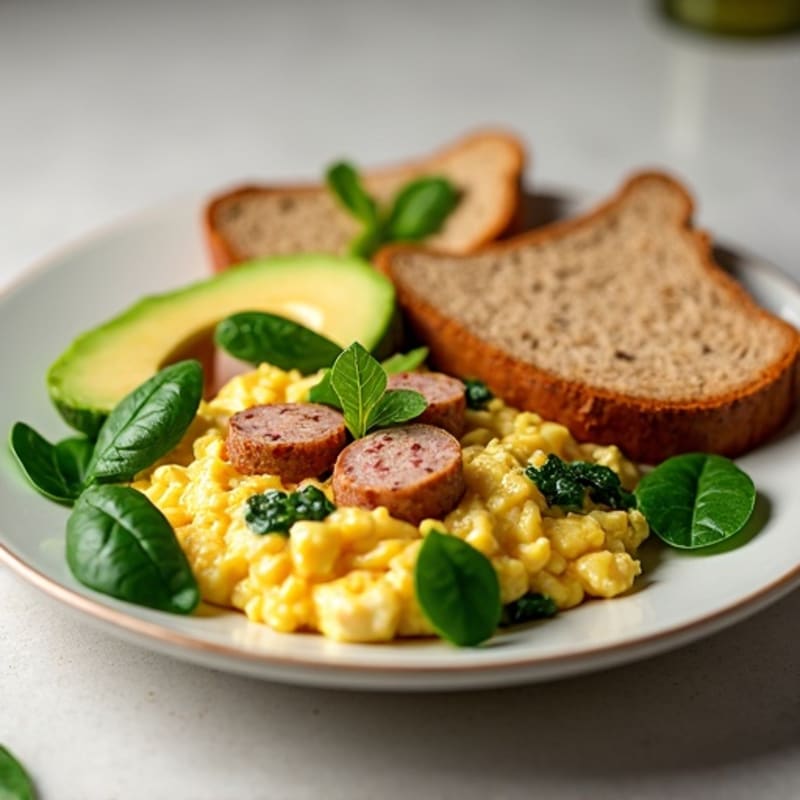 Egg White and Turkey Sausage Scramble with Spinach