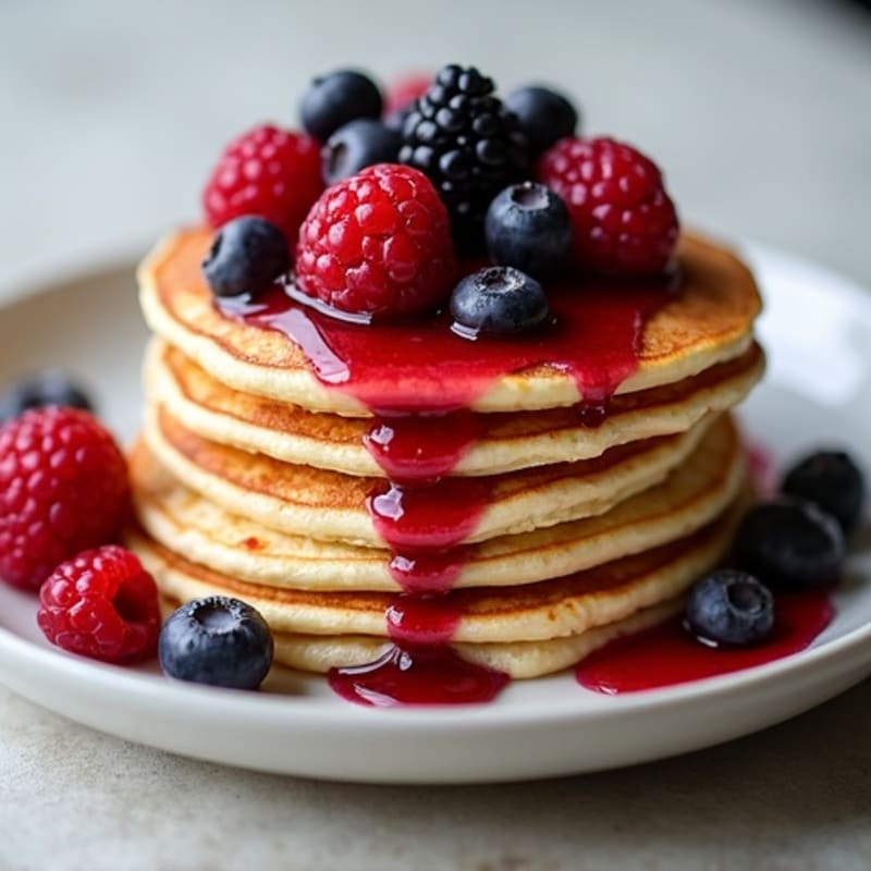 Fluffy Protein Pancakes with Berry Compote