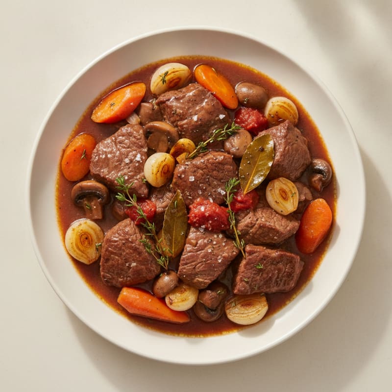 Classic Beef Bourguignon with Pearl Onions