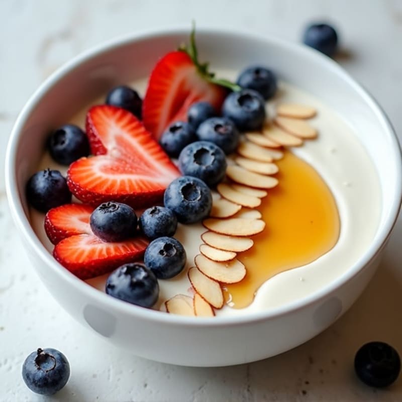 Silky Greek Yogurt Protein Bowl with Mixed Fruit and Almonds