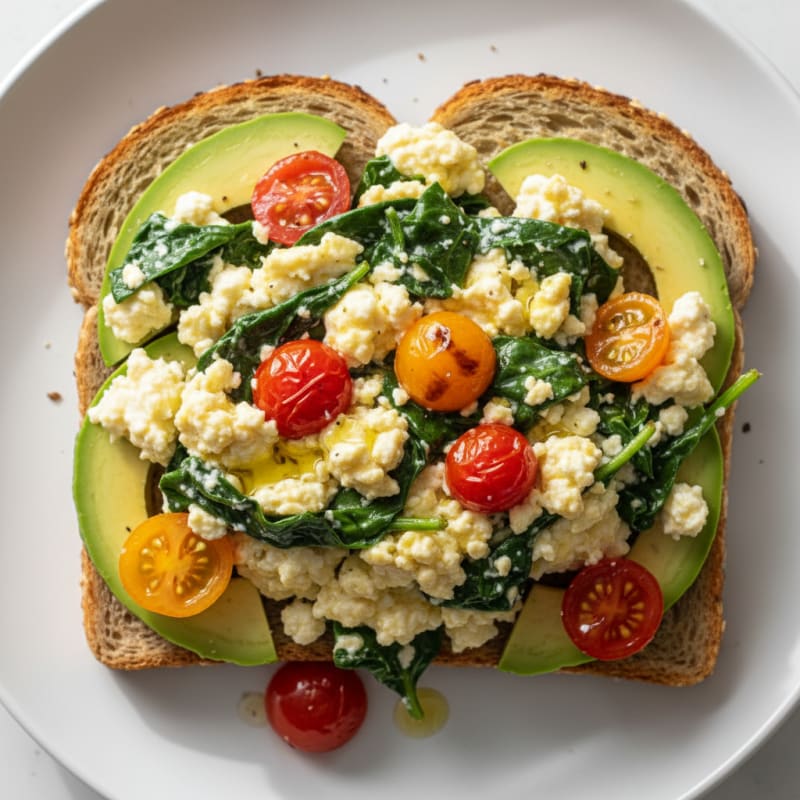 Cottage Cheese Scramble with Spinach and Tomatoes