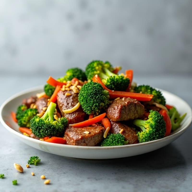 Garlic Ginger Beef and Crispy Broccoli Stir-Fry