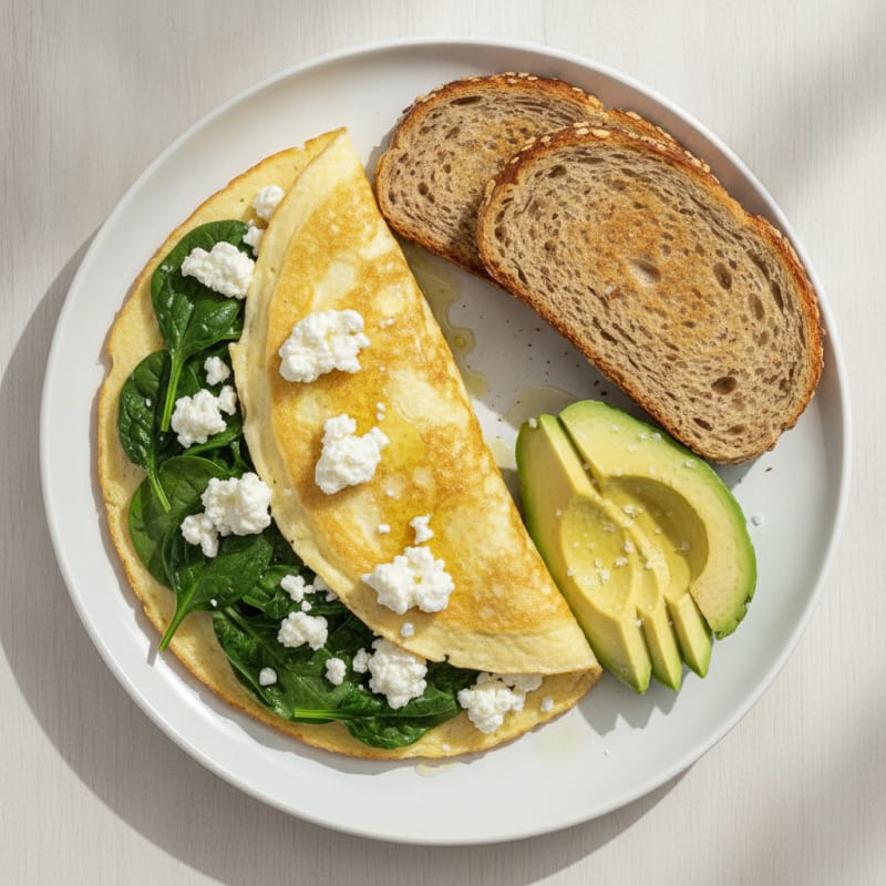 Egg White Spinach Omelet with Cottage Cheese