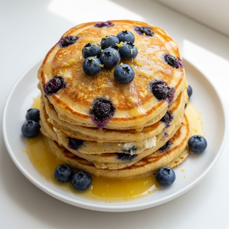 Blueberry Ricotta Pancakes with Lemon Zest