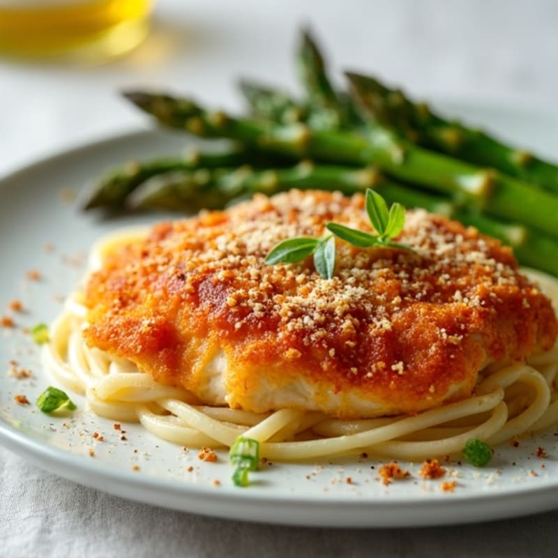 Crispy Baked Chicken Parmesan with Roasted Asparagus