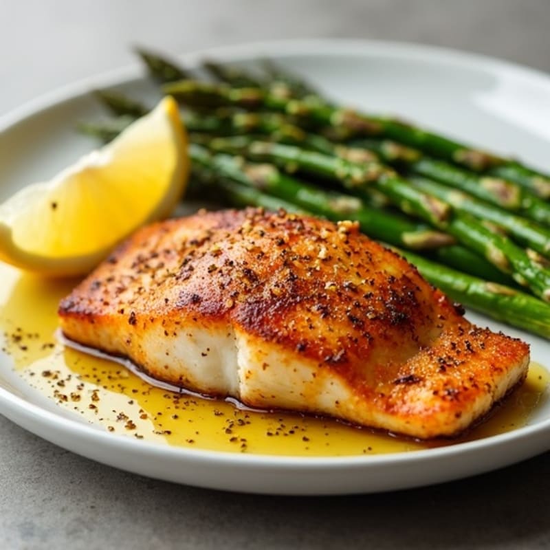 Spicy Cajun Blackened Catfish with Roasted Asparagus