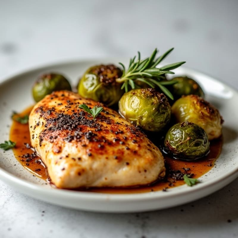 Herb-Roasted Chicken with Balsamic Glazed Brussels Sprouts