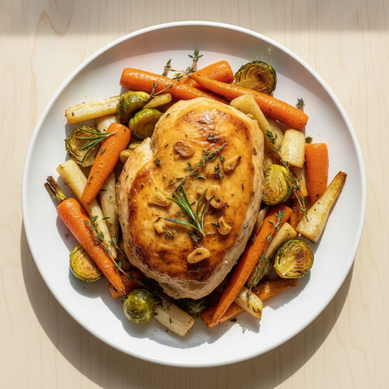 Garlic Herb Roasted Chicken with Root Vegetables