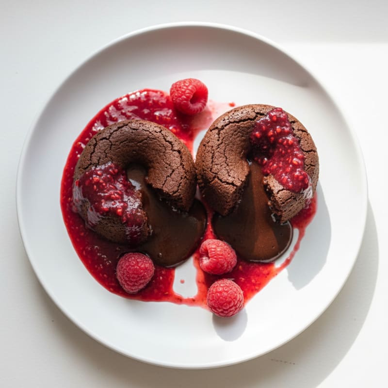Chocolate Lava Cake with Raspberry Coulis