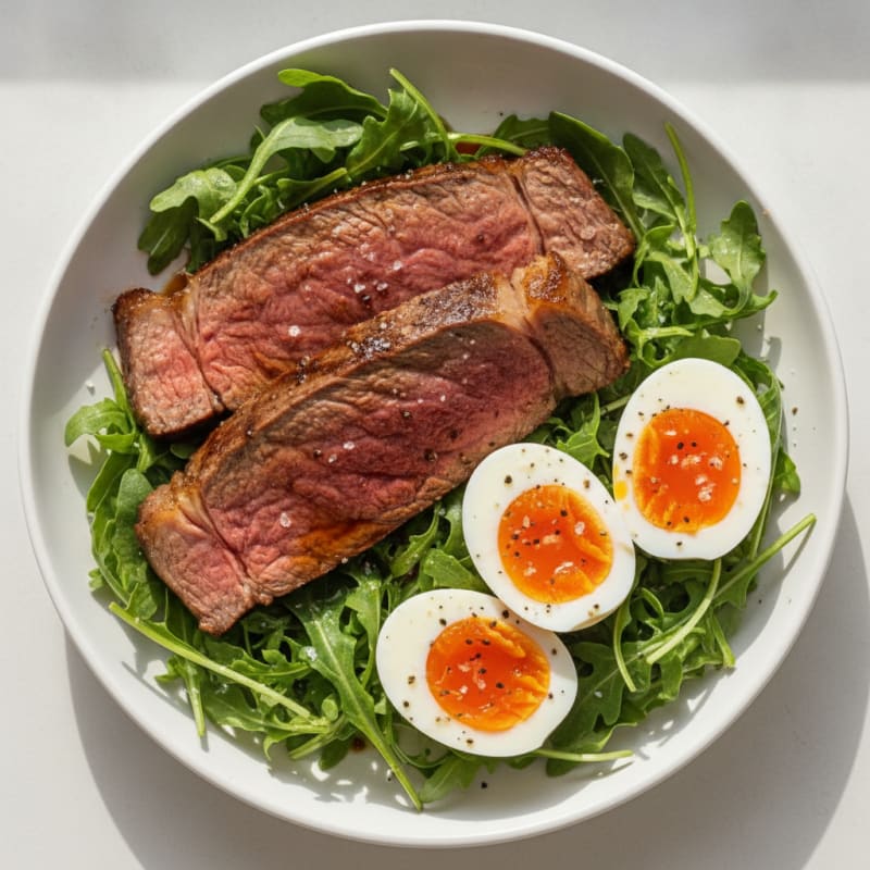 Pan-Seared Steak with Jammy Eggs