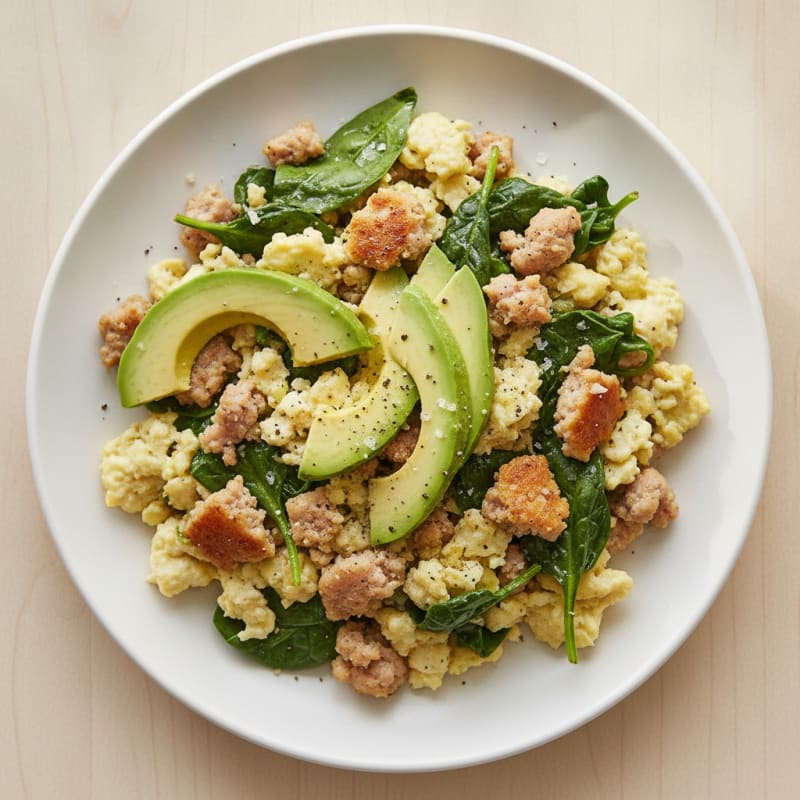 Egg White and Turkey Sausage Scramble with Spinach