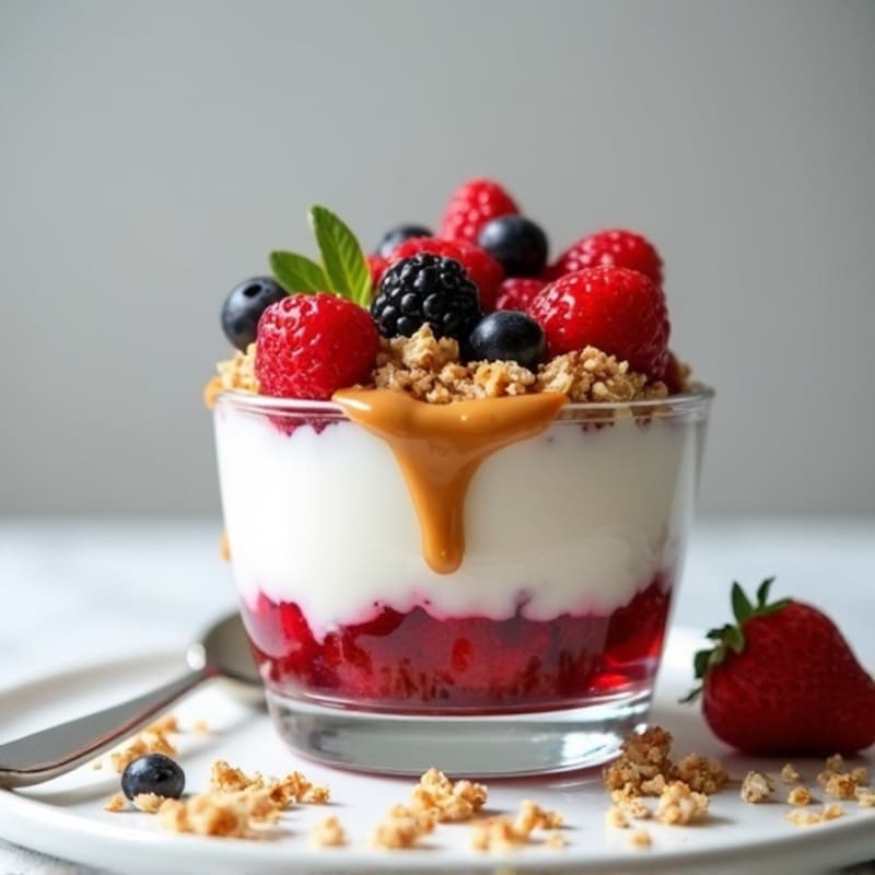 Greek Yogurt Parfait with Mixed Berries and Almond Butter