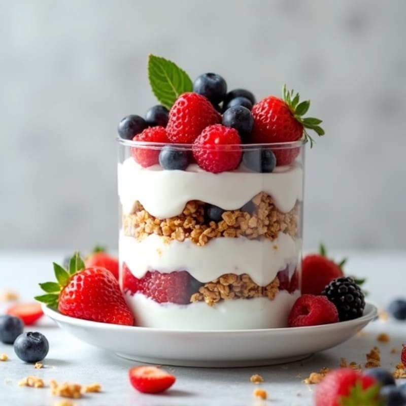 Creamy Greek Yogurt Parfait with Mixed Berries and Almond Butter
