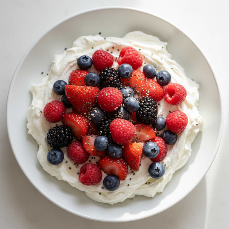 Greek Yogurt Protein Mousse with Mixed Berries