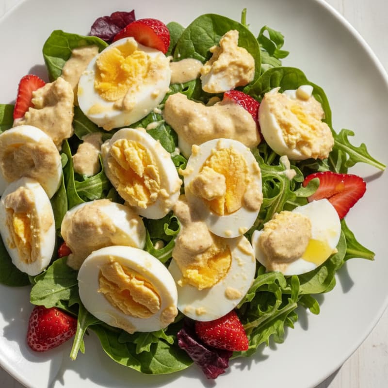 Egg Salad with Greek Yogurt Dressing and Mixed Greens