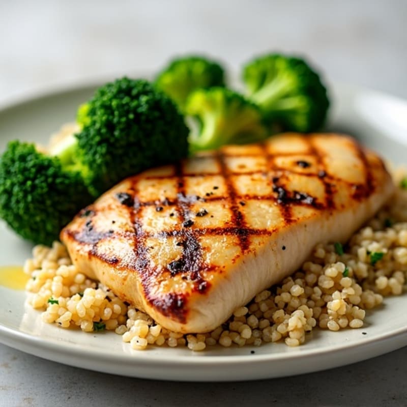 Grilled Chicken Breast with Quinoa and Steamed Broccoli