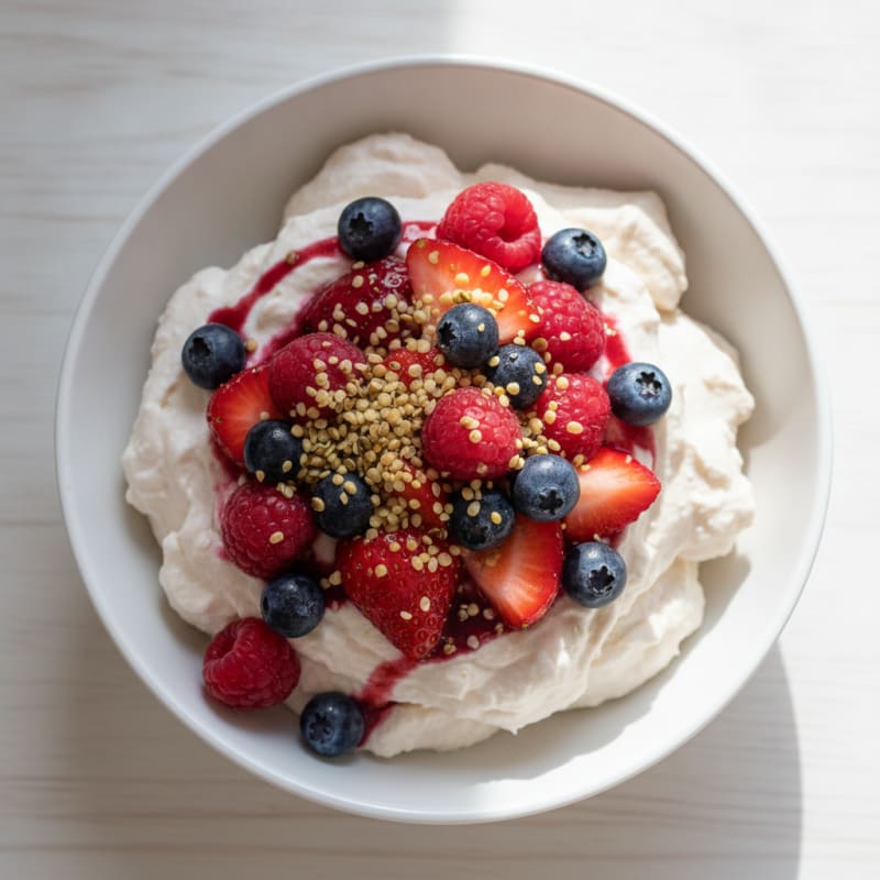Greek Yogurt Protein Mousse with Mixed Berries