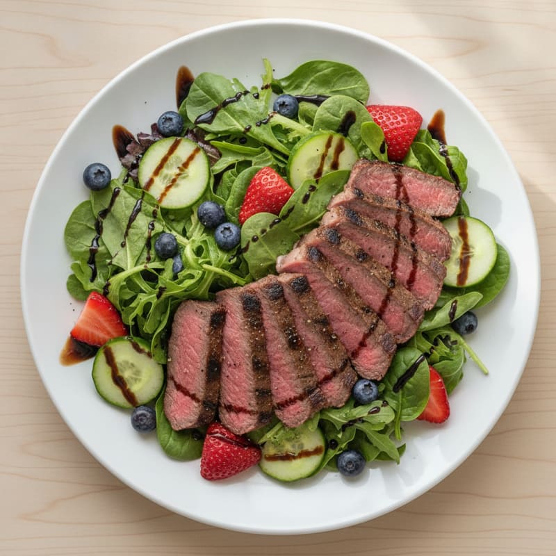 Grilled Steak Salad with Mixed Greens and Fresh Berries