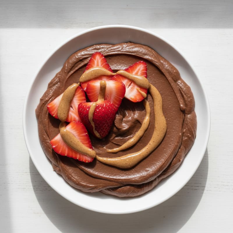 Silky Chocolate Protein Pudding with Fresh Strawberries