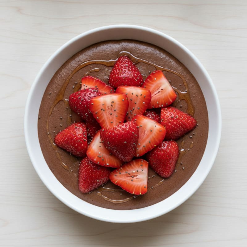 Silky Chocolate Protein Pudding with Fresh Strawberries