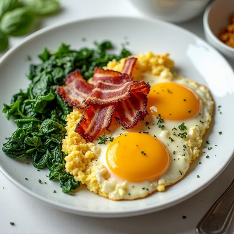 Cottage Cheese Scramble with Spinach and Turkey Bacon