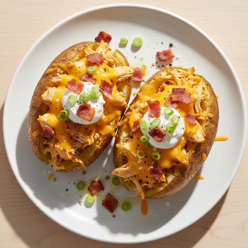Loaded Cheddar Baked Potatoes with Bacon