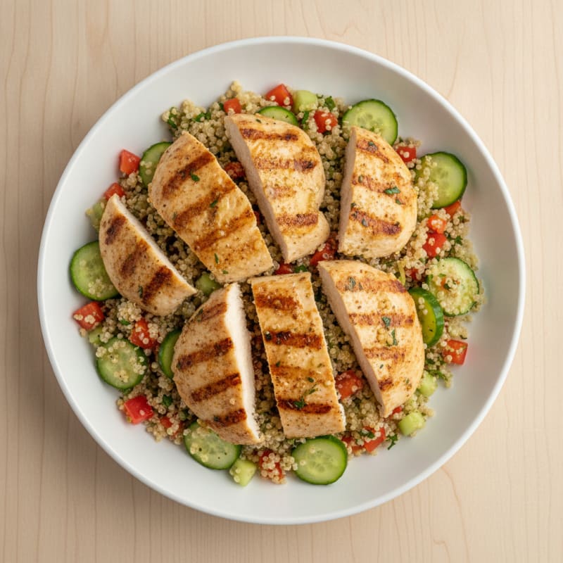 Grilled Chicken and Quinoa Salad with Crunchy Vegetables