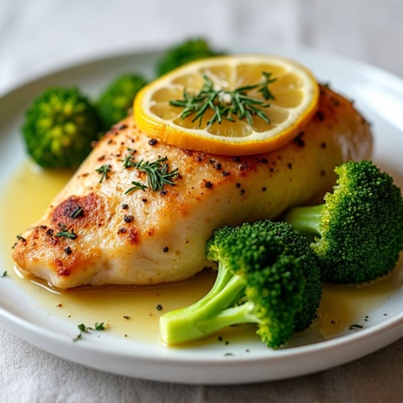 Lemon Herb Roasted Chicken with Crispy Broccoli